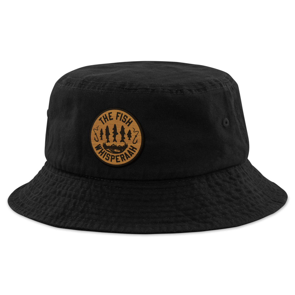 Fish Whisperaah "Wood Grain" Patch Bucket Hat
