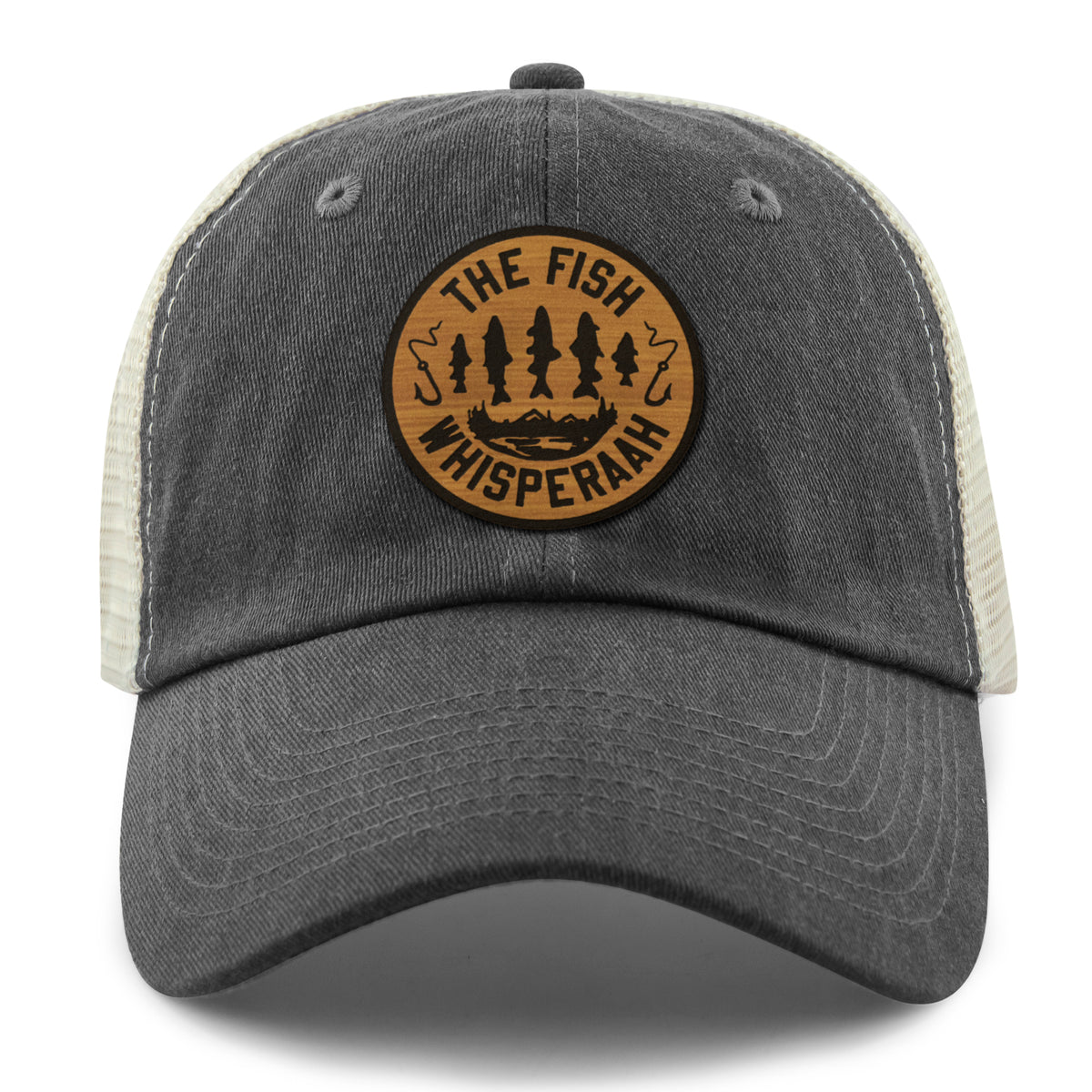 Fish Whisperaah "Wood Grain" Patch Relaxed Trucker - Chowdaheadz