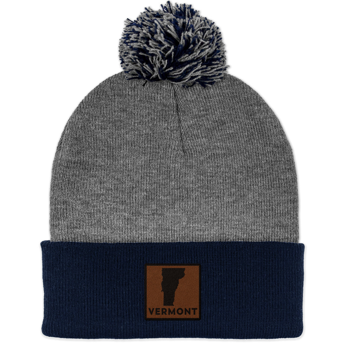 Vermont Leather Patch Two Tone Knit