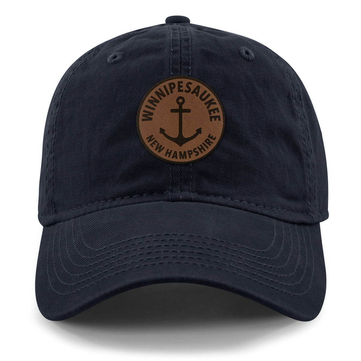 Lake Winnipesaukee Leather Patch Dad Hat - Chowdaheadz
