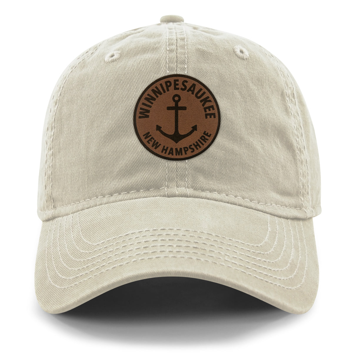 Lake Winnipesaukee Leather Patch Dad Hat - Chowdaheadz