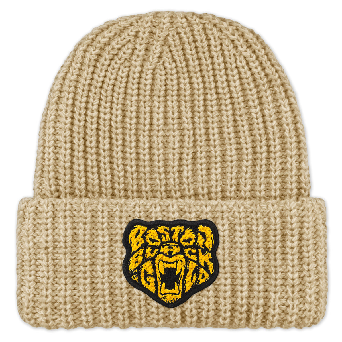 Boston Black & Gold Bear Chunky Knit Winter Hat - Chowdaheadz