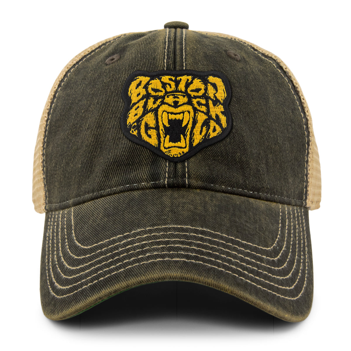 Black & Gold Bear Dirty Water Trucker Hat - Chowdaheadz