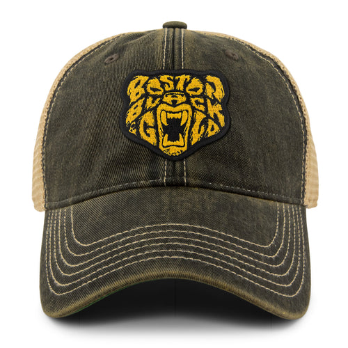 Black & Gold Bear Dirty Water Trucker Hat - Chowdaheadz