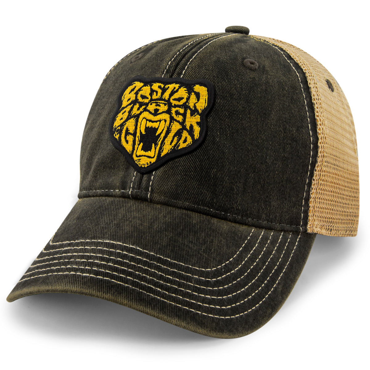 Black & Gold Bear Dirty Water Trucker Hat