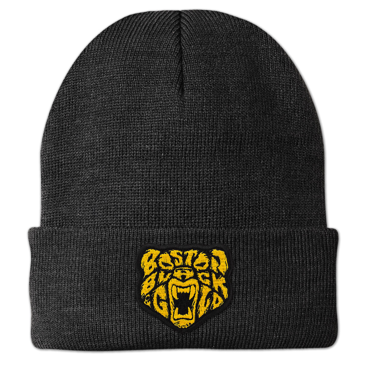 Black & Gold Bear Patch Cuff Knit - Chowdaheadz