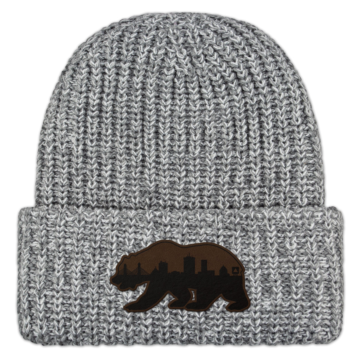 Boston Bear Skyline Leather Chunky Knit Winter Hat - Chowdaheadz