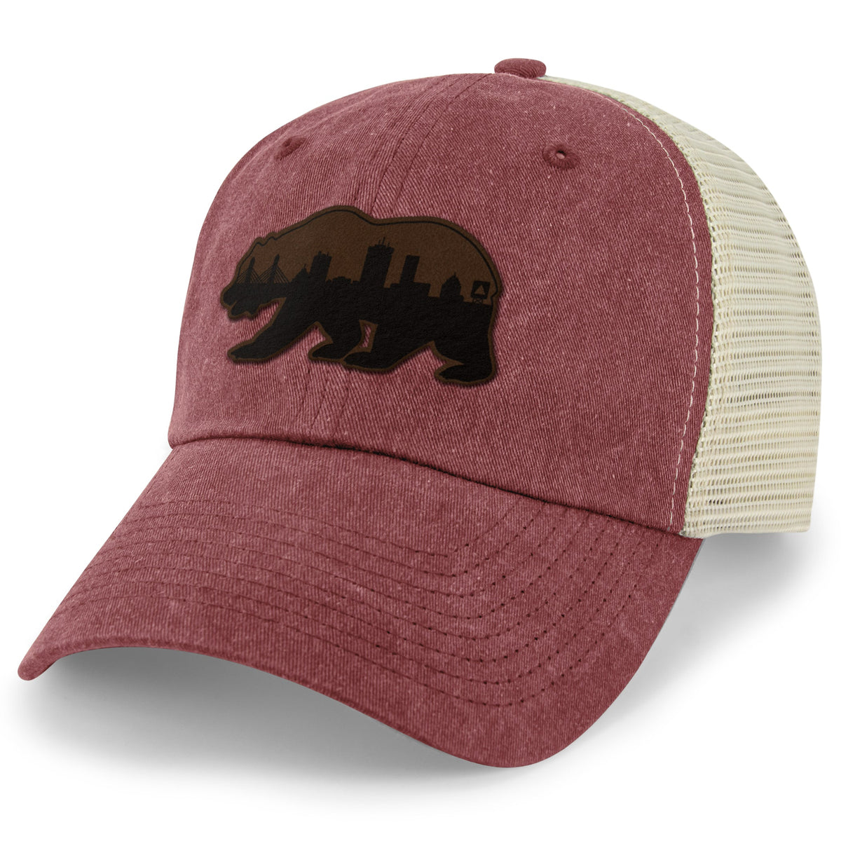 Boston Bear Skyline Leather Patch Relaxed Trucker Hat - Chowdaheadz