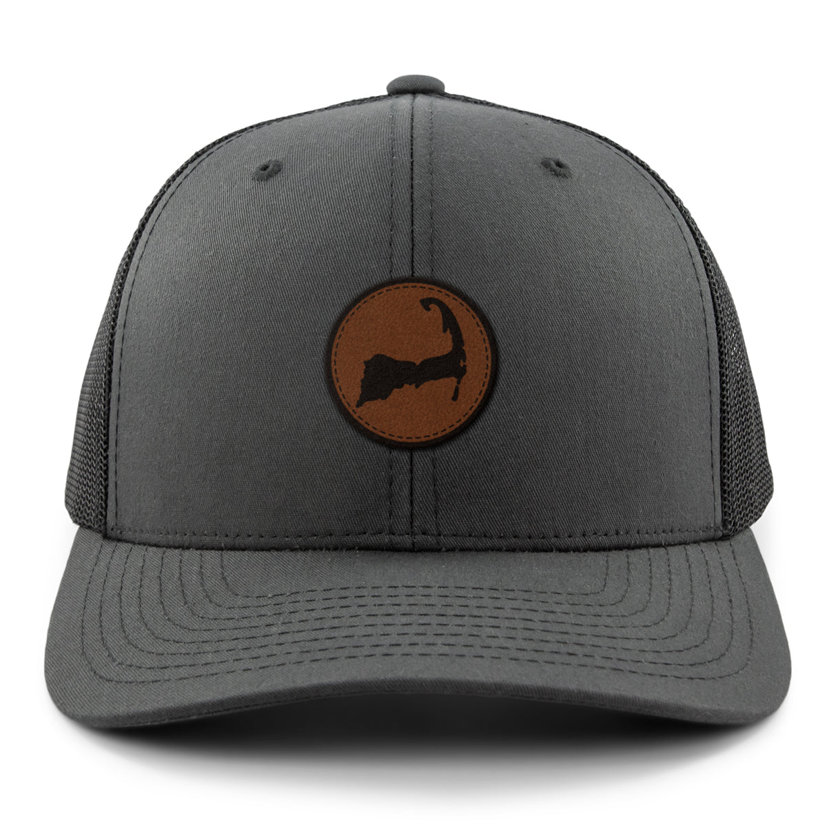 Cape Cod Circle Leather Patch Classic Snapback Trucker - Chowdaheadz