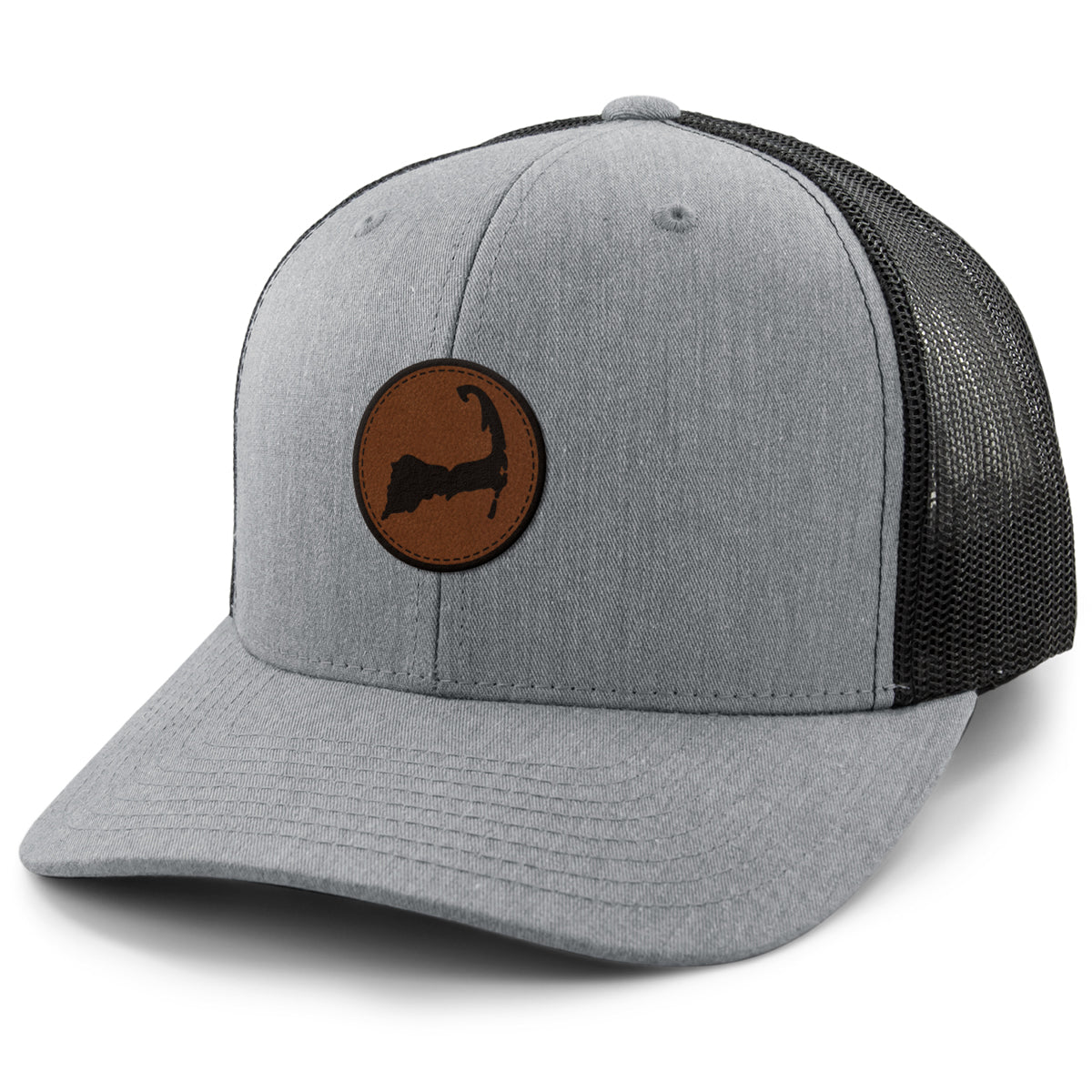 Cape Cod Circle Leather Patch Classic Snapback Trucker - Chowdaheadz