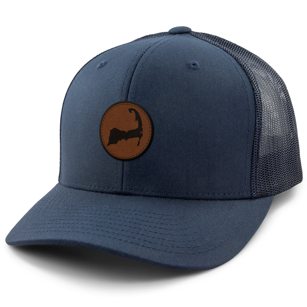 Cape Cod Circle Leather Patch Classic Snapback Trucker - Chowdaheadz