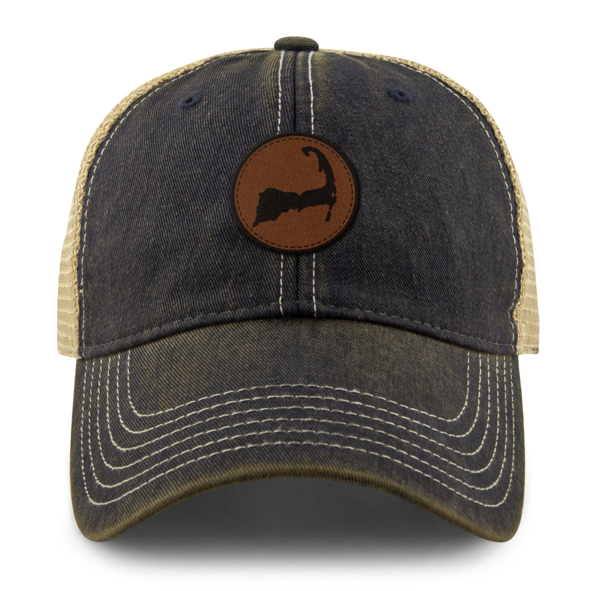 Cape Cod Circle Leather Patch Dirty Water Trucker - Chowdaheadz