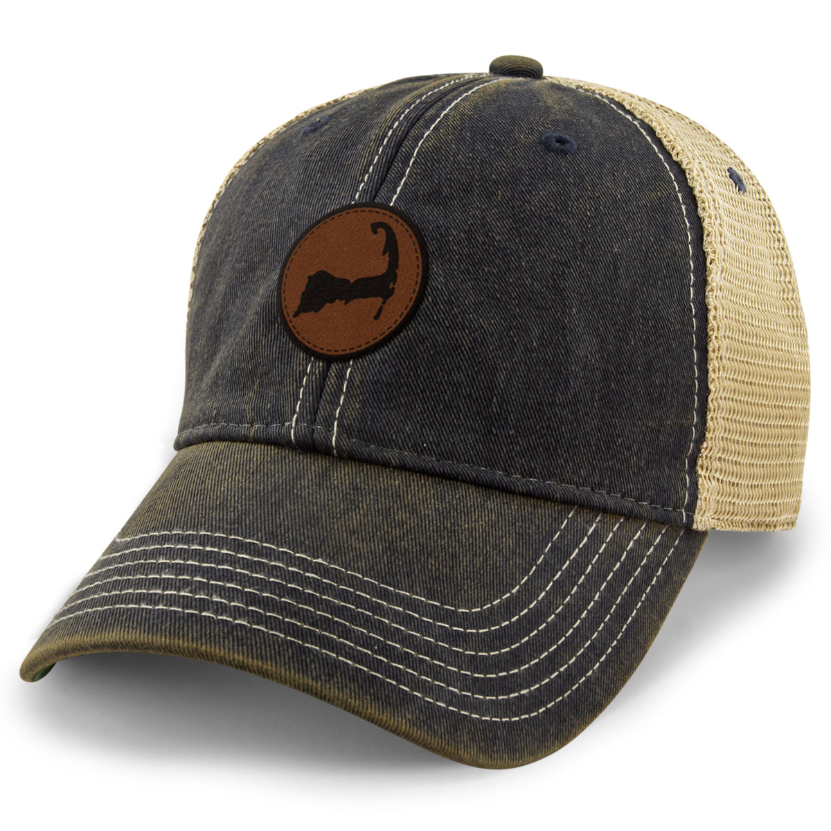 Cape Cod Circle Leather Patch Dirty Water Trucker - Chowdaheadz