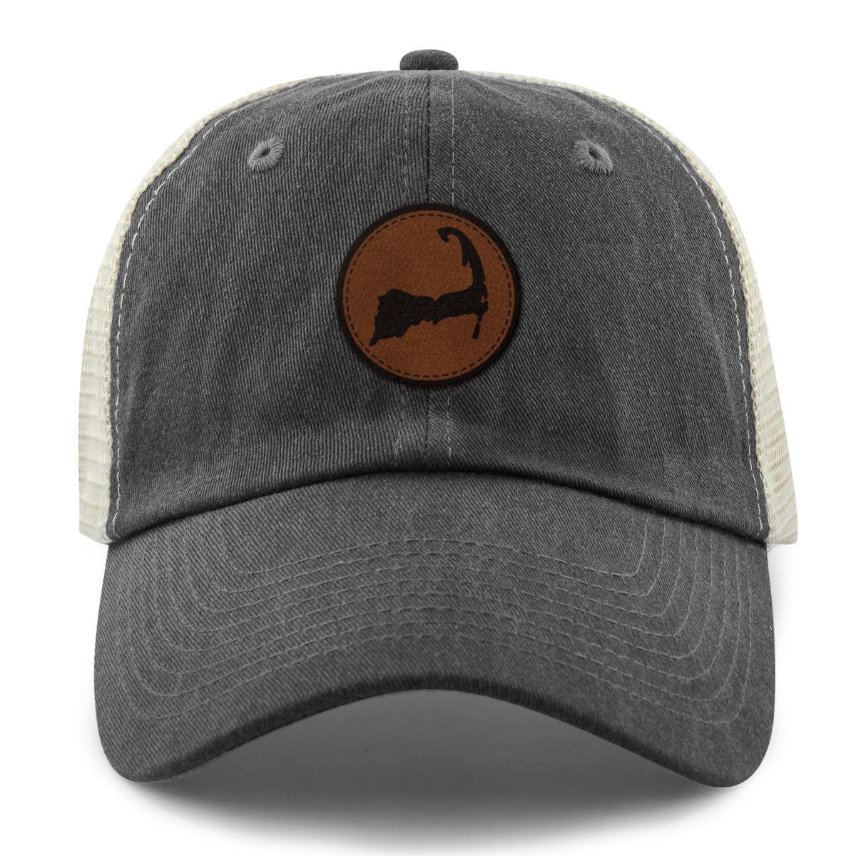 Cape Cod Circle Leather Patch Relaxed Trucker - Chowdaheadz