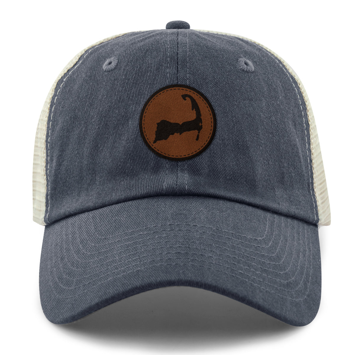 Cape Cod Circle Leather Patch Relaxed Trucker - Chowdaheadz