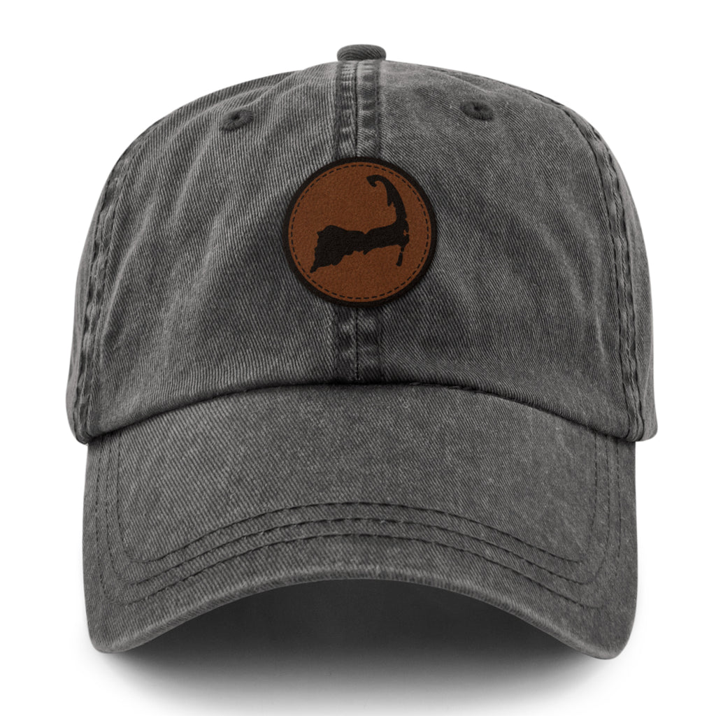 Cape Cod Circle Leather Patch Washed Dad Hat - Chowdaheadz