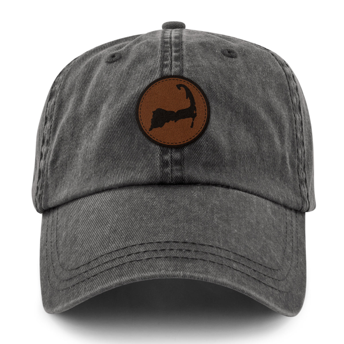 Cape Cod Circle Leather Patch Washed Dad Hat - Chowdaheadz