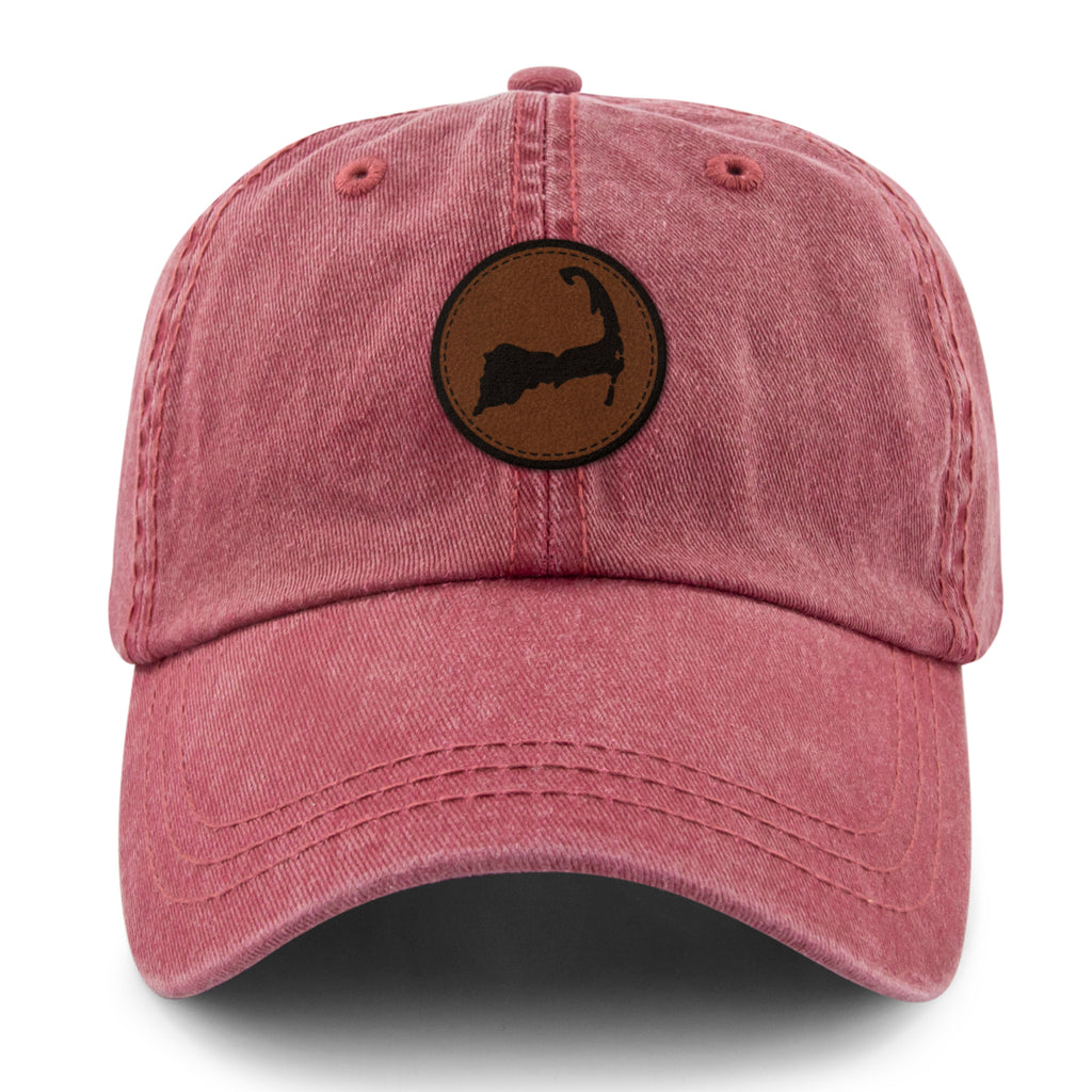 Cape Cod Circle Leather Patch Washed Dad Hat - Chowdaheadz