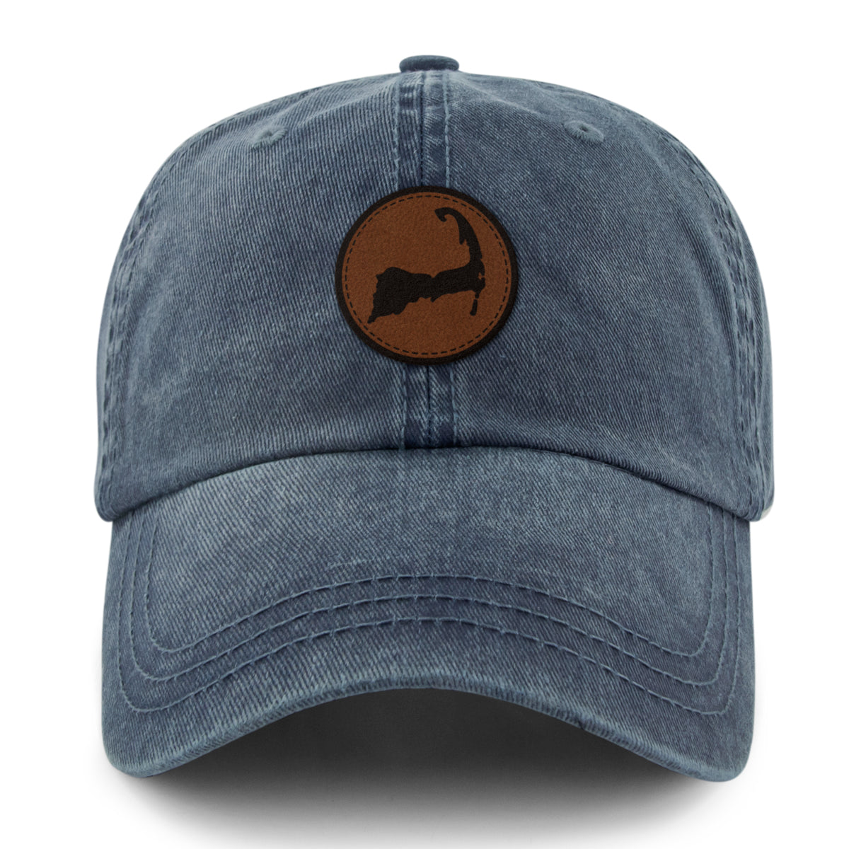 Cape Cod Circle Leather Patch Washed Dad Hat - Chowdaheadz