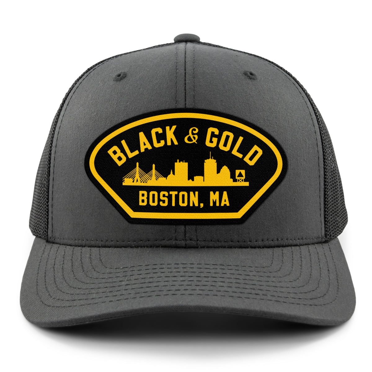 Black & Gold Boston Naval Classic Snapback Trucker Hat - Chowdaheadz