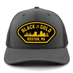 Black & Gold Boston Naval Classic Snapback Trucker Hat