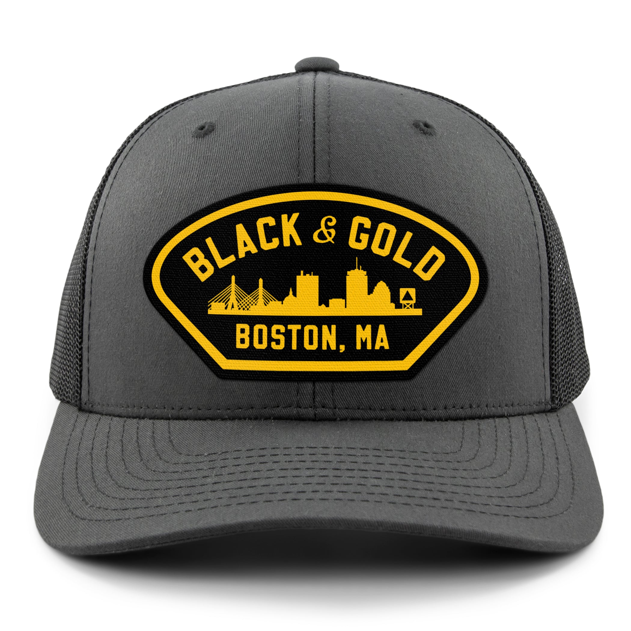 Black & Gold Boston Naval Classic Snapback Trucker Hat