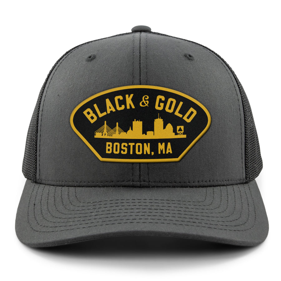 Black & Gold Boston Naval Classic Snapback Trucker - Chowdaheadz