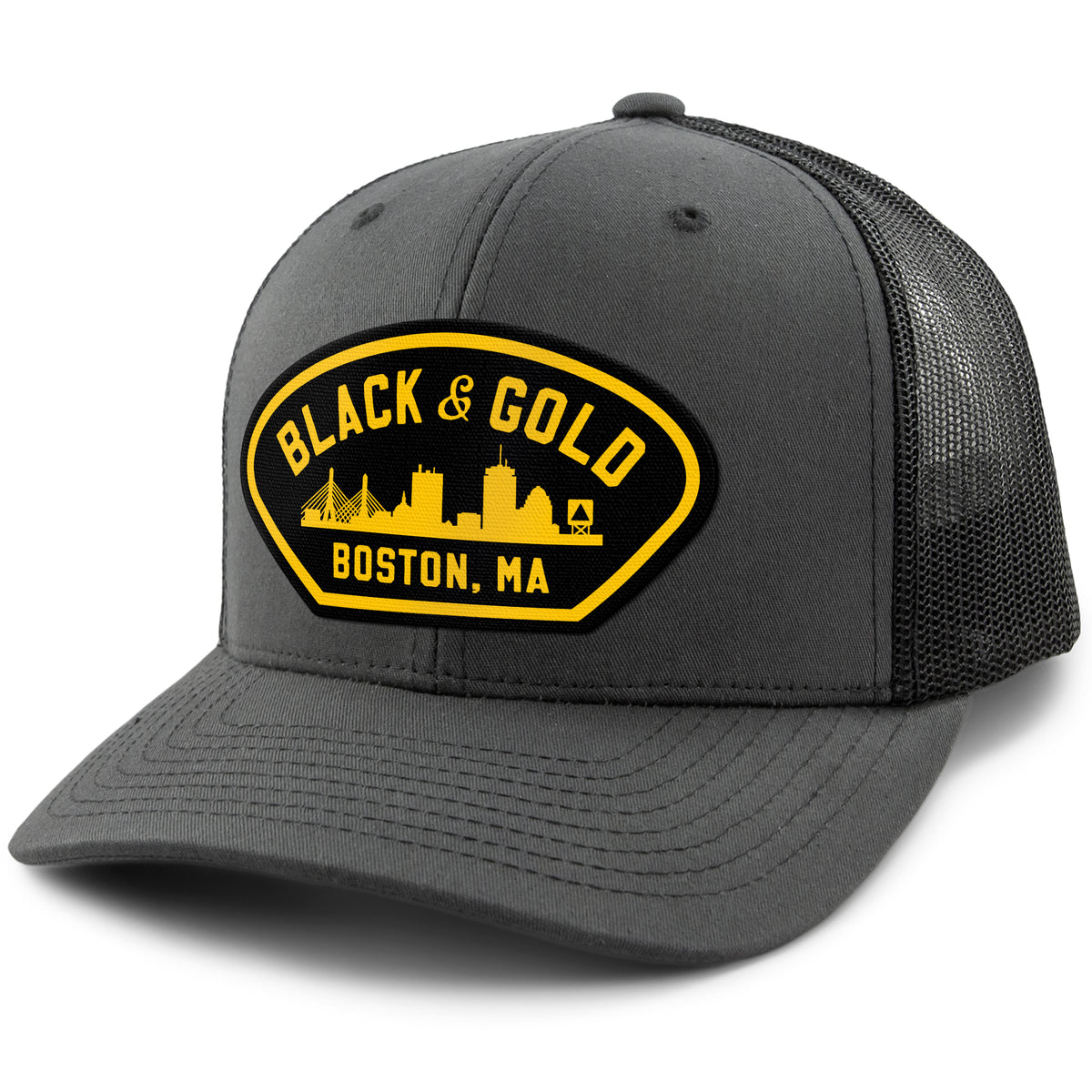 Black & Gold Boston Naval Classic Snapback Trucker Hat - Chowdaheadz
