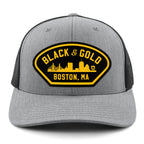 Black & Gold Boston Naval Classic Snapback Trucker Hat