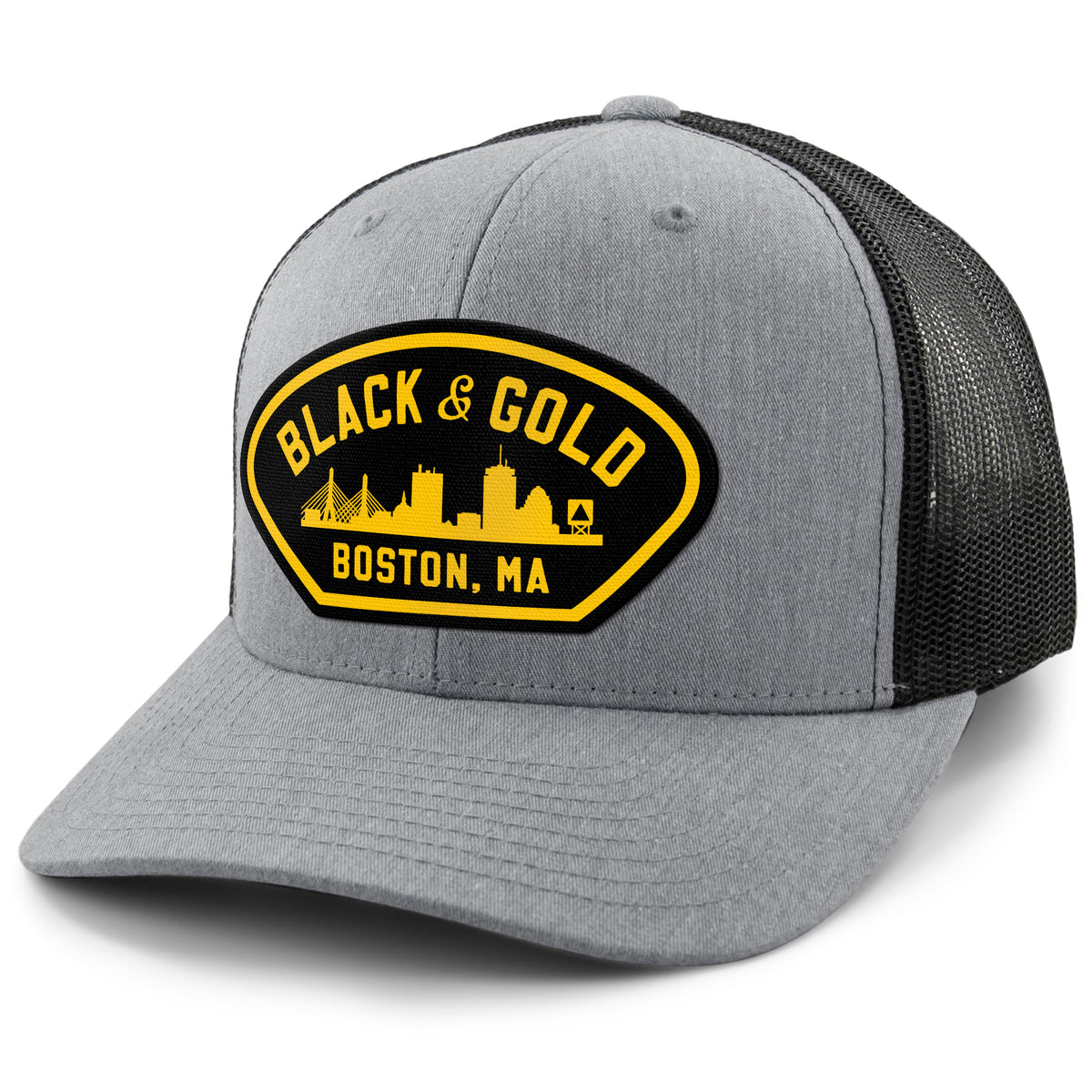 Black & Gold Boston Naval Classic Snapback Trucker Hat - Chowdaheadz