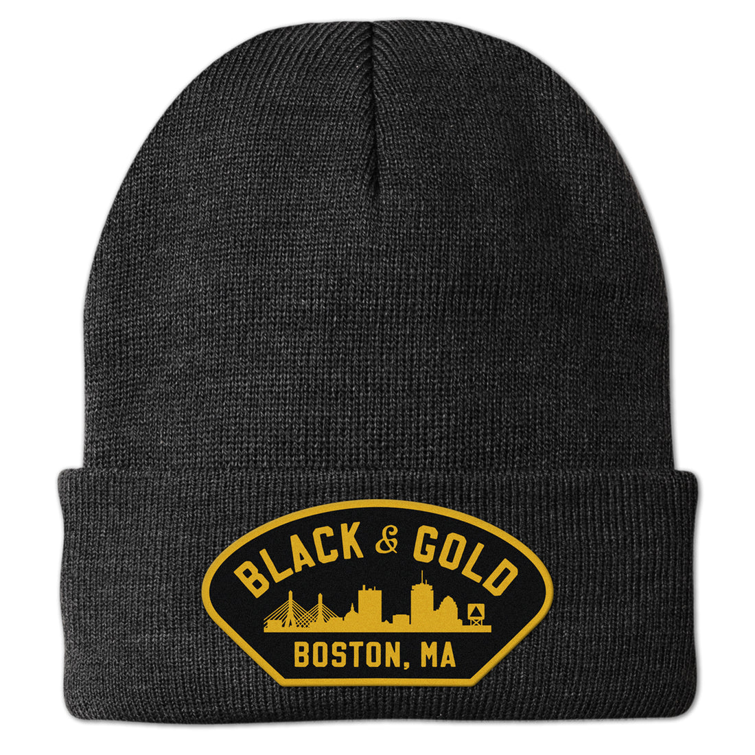 Black & Gold Boston Naval Patch Cuff Knit - Chowdaheadz