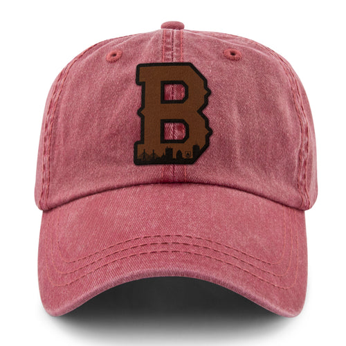 Boston B Skyline Leather Patch Washed Dad Hat - Chowdaheadz