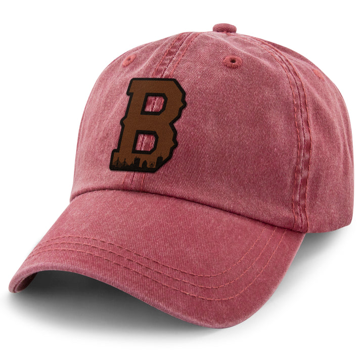 Boston B Skyline Leather Patch Washed Dad Hat — main product view