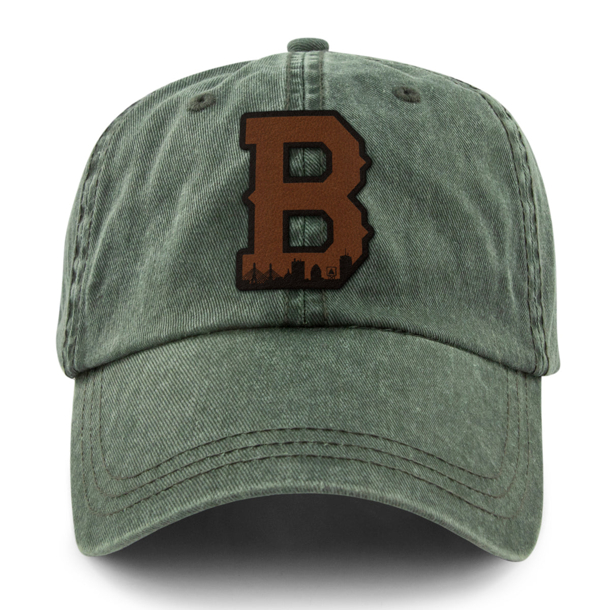 Boston B Skyline Leather Patch Washed Dad Hat - Chowdaheadz