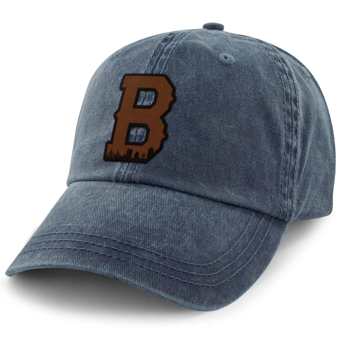 Boston B Skyline Leather Patch Washed Dad Hat - Chowdaheadz