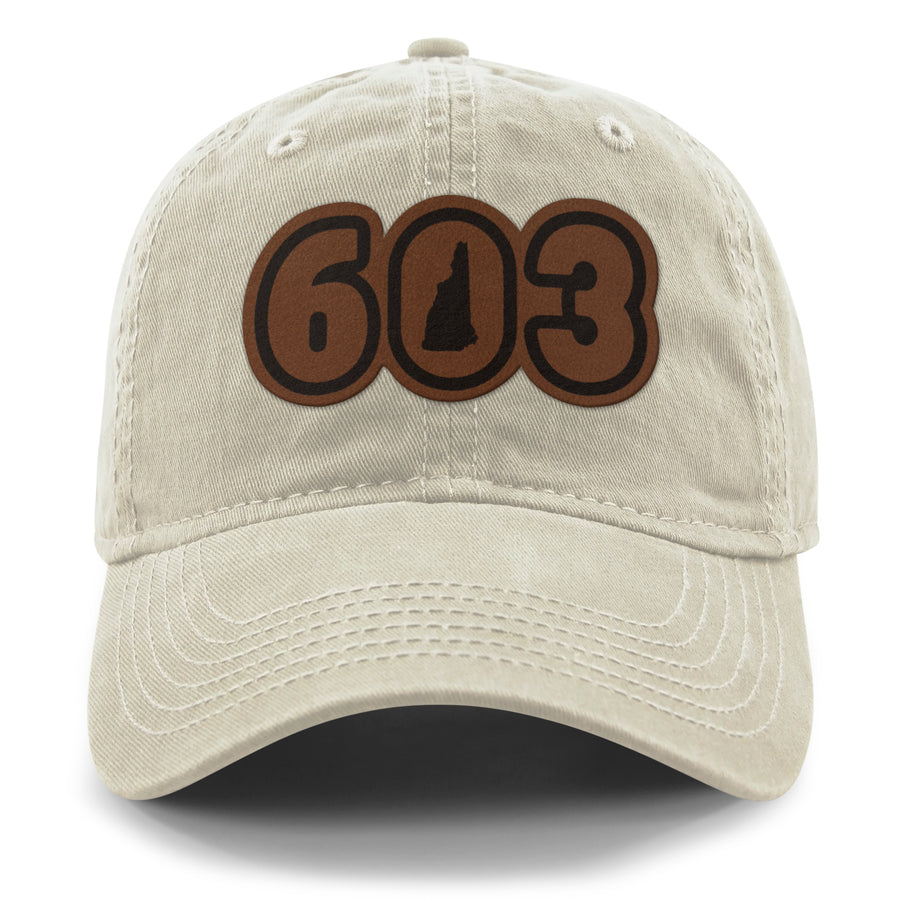 603 New Hampshire Leather Patch Dad Hat - Chowdaheadz