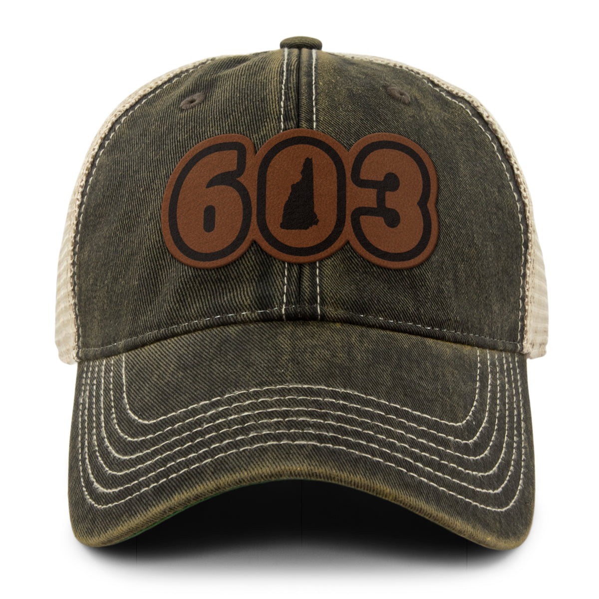 603 NH Leather Patch Relaxed Trucker - Chowdaheadz