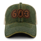 603 NH Leather Patch Relaxed Trucker - Chowdaheadz