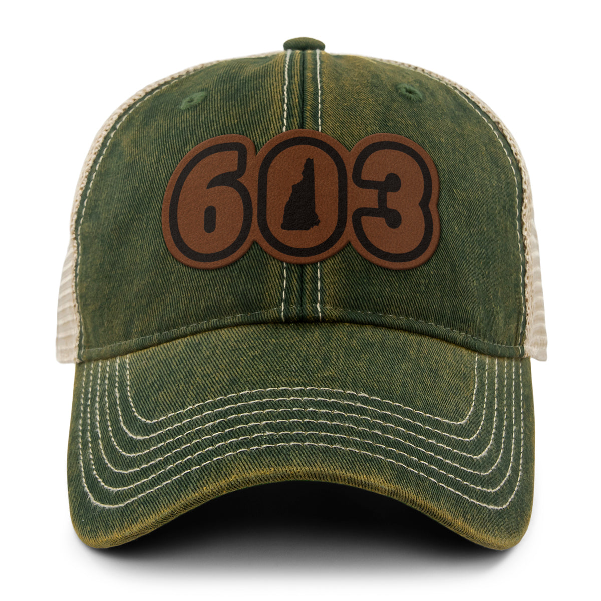 603 NH Leather Patch Relaxed Trucker - Chowdaheadz