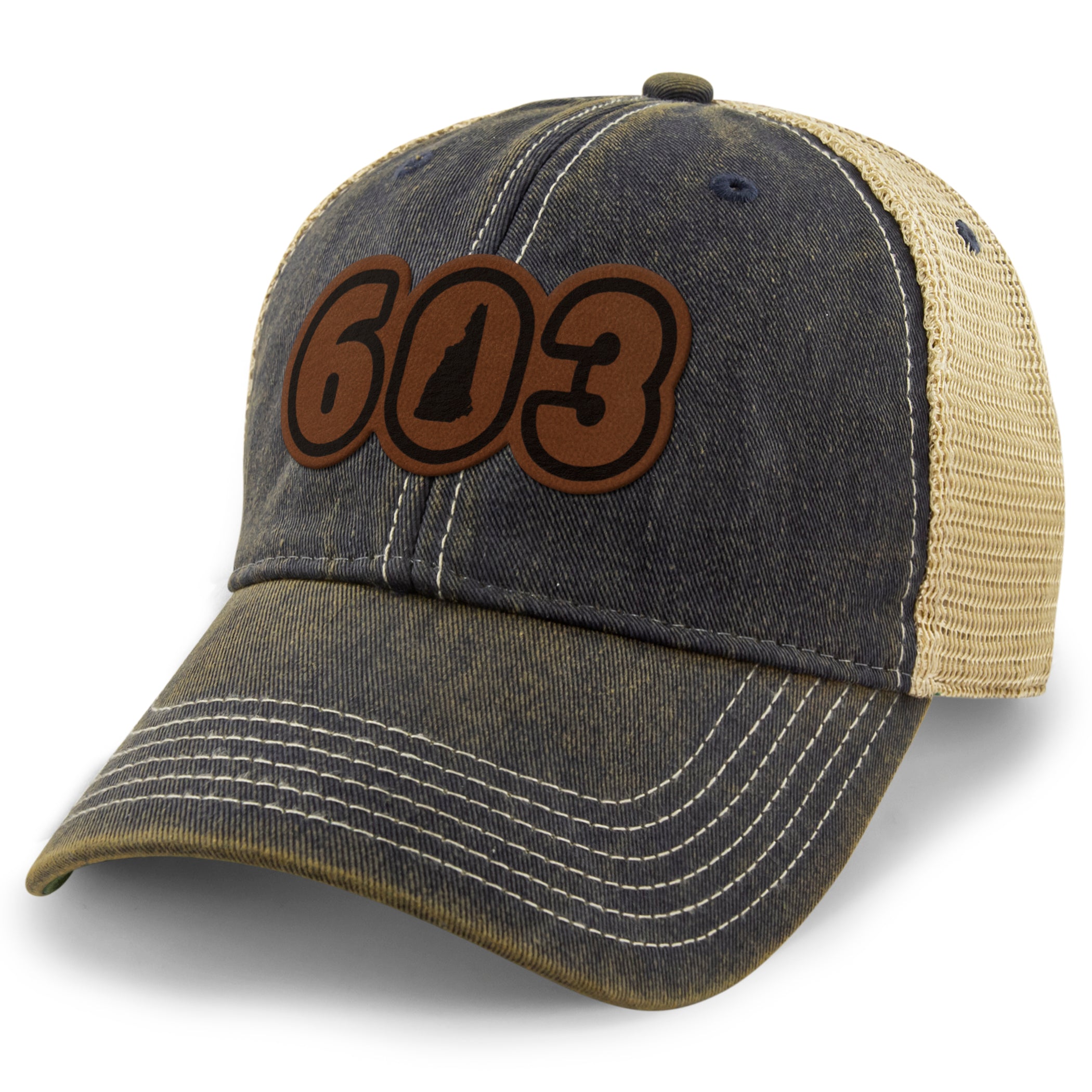 603 NH Leather Patch Relaxed Trucker - Chowdaheadz