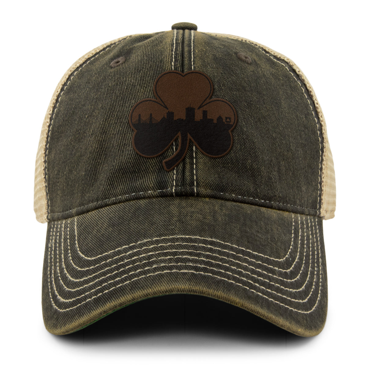 Boston Shamrock Skyline Leather Dirty Water Trucker - Chowdaheadz