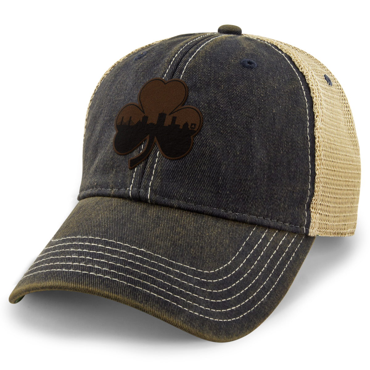 Boston Shamrock Skyline Leather Dirty Water Trucker - Chowdaheadz