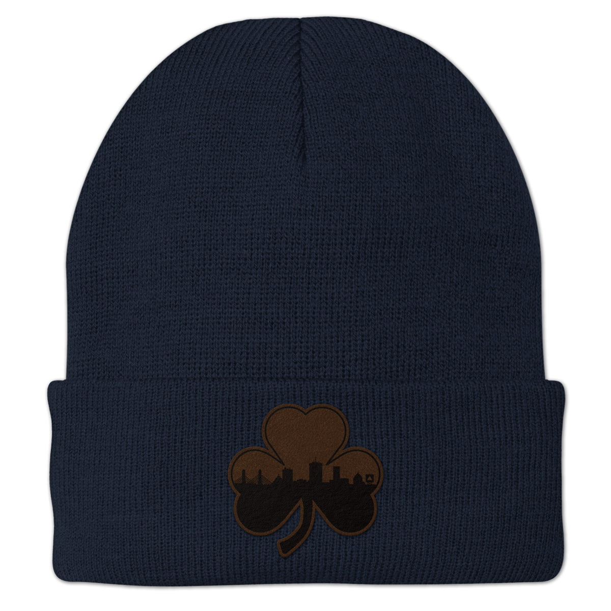 Boston Shamrock Skyline Leather Patch Cuff Knit - Chowdaheadz
