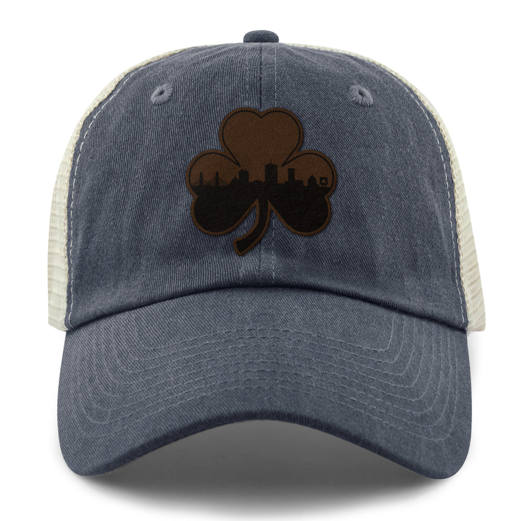 Boston Shamrock Skyline Leather Patch Relaxed Trucker - Chowdaheadz