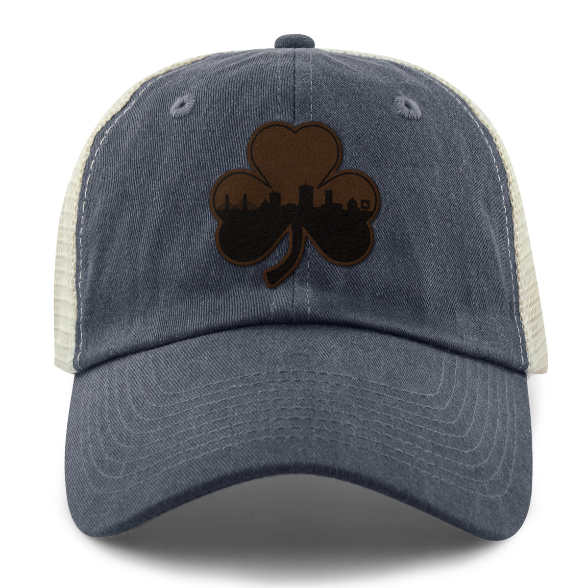 Boston Shamrock Skyline Leather Patch Relaxed Trucker - Chowdaheadz