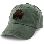 Boston Shamrock Skyline Leather Patch Washed Dad Hat - Chowdaheadz