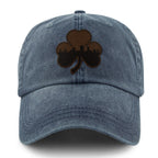 Boston Shamrock Skyline Leather Patch Washed Dad Hat - Chowdaheadz
