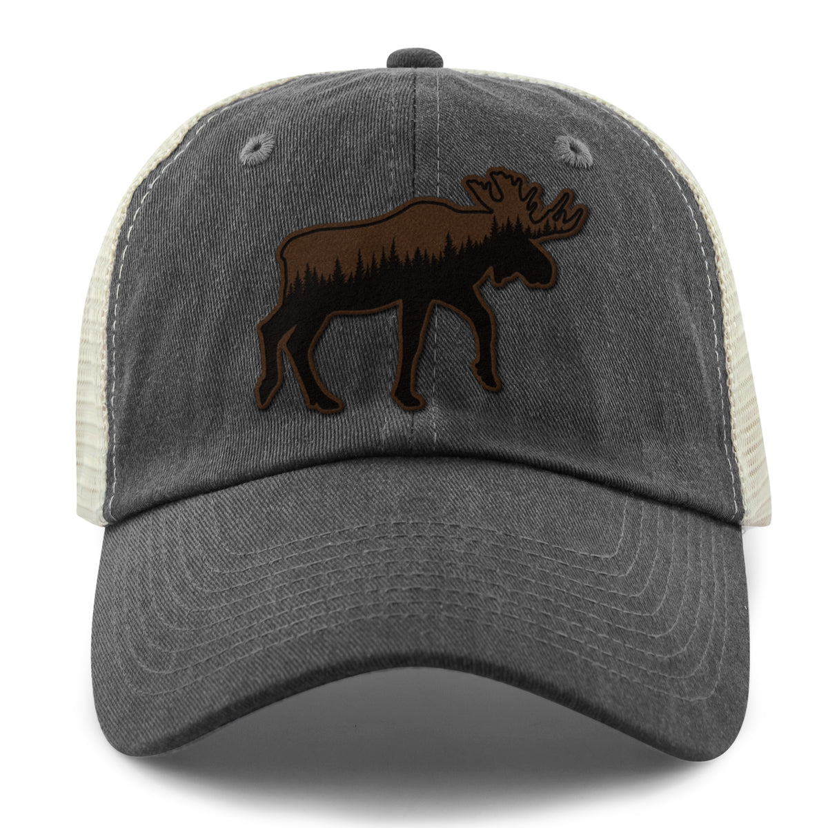 Moose Tree Skyline Leather Patch Relaxed Trucker - Chowdaheadz