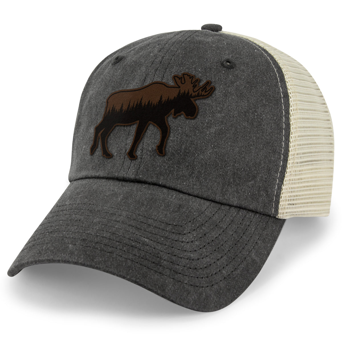 Moose Tree Skyline Leather Patch Relaxed Trucker - Chowdaheadz