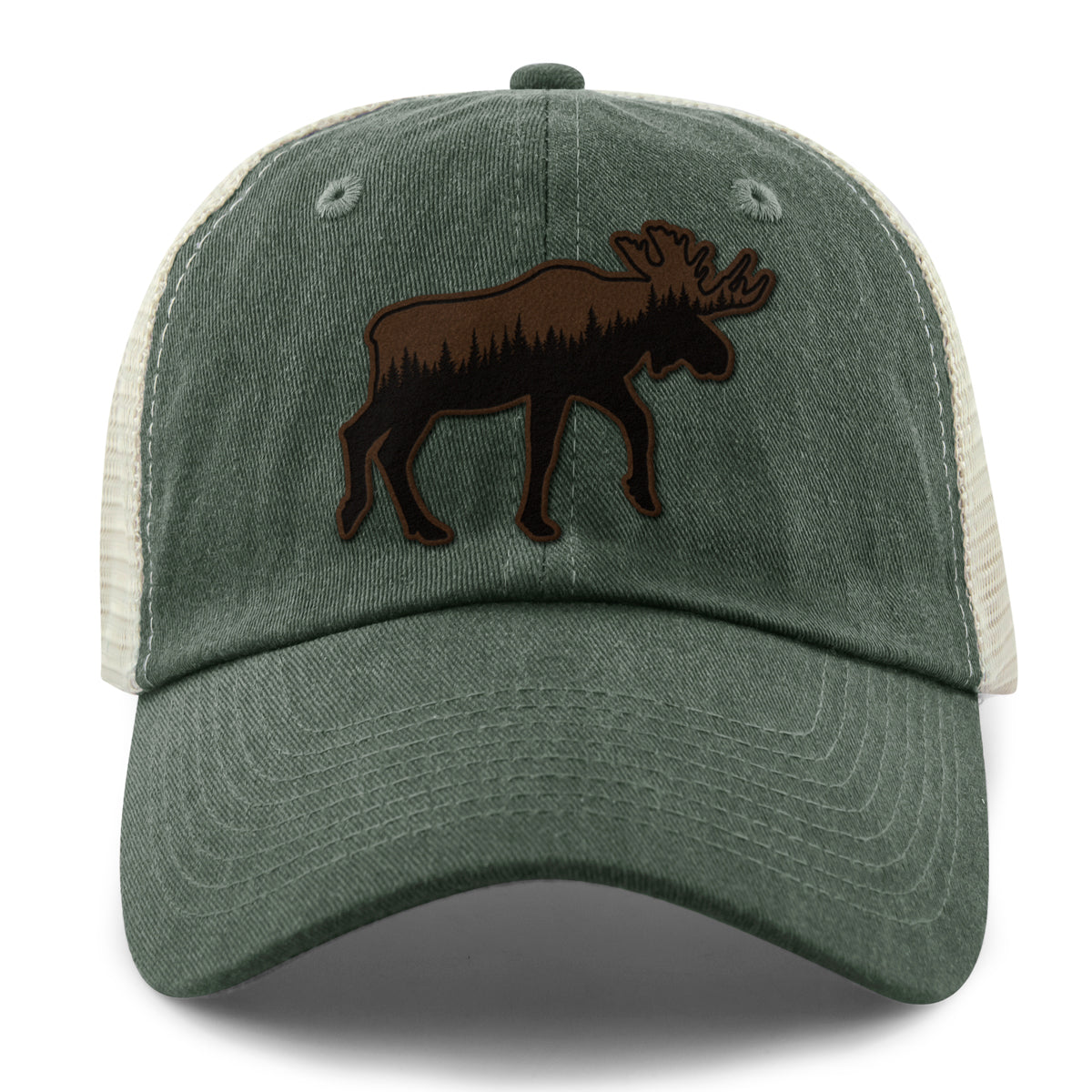 Moose Tree Skyline Leather Patch Relaxed Trucker - Chowdaheadz
